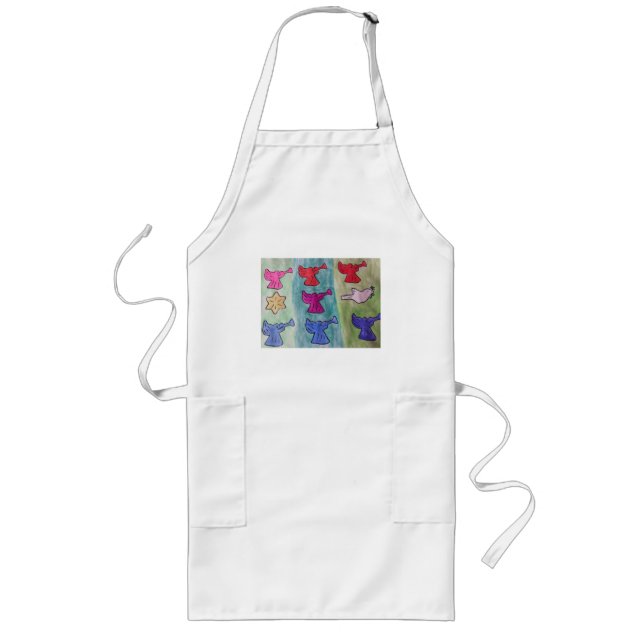 Christmas Angels With Trumpets Long Apron (Front)