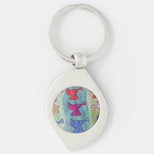 Christmas Angels With Trumpets Metal Key Ring