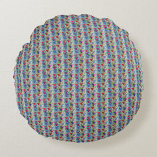 Christmas Angels With Trumpets Round Pillow