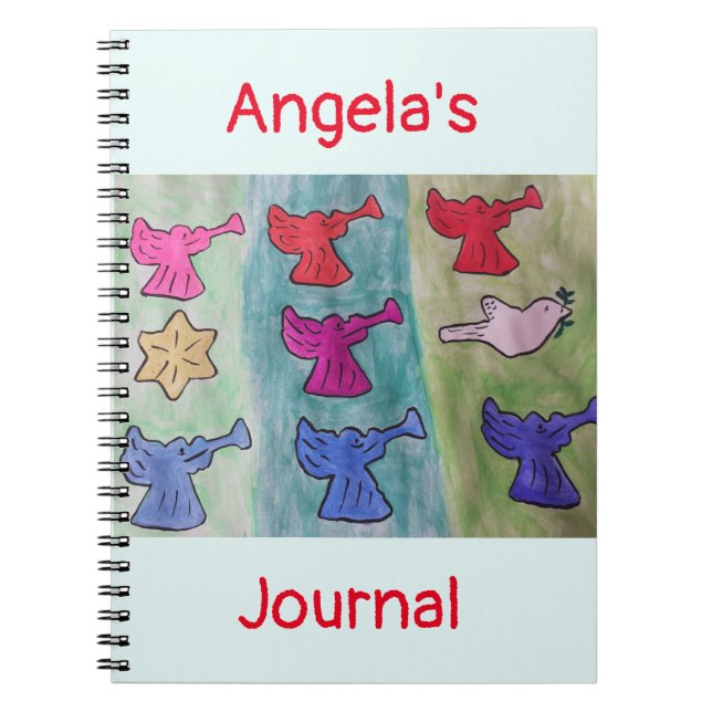Christmas Angels With Trumpets Spiral Notebook (Front)