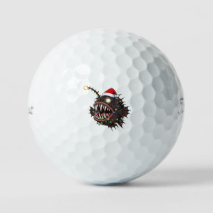 Christmas Anglerfish Lophius Santa Hat Holiday   Golf Balls