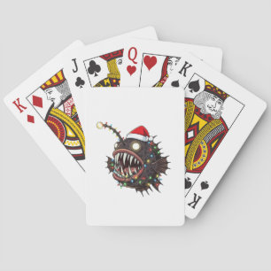 Christmas Anglerfish Lophius Santa Hat Holiday Playing Cards