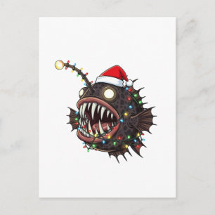 Christmas Anglerfish Lophius Santa Hat Holiday   Postcard