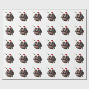 Christmas Anglerfish Lophius Santa Hat Holiday Wrapping Paper