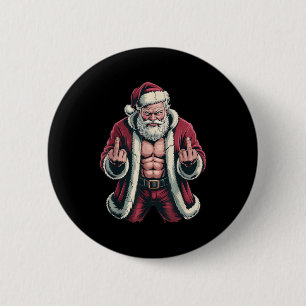 Christmas Angry Santa Middle Finger Sarcastic Xmas 2 Inch Round Button