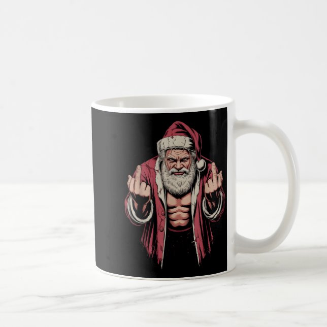 Christmas Angry Santa Middle Finger Sarcastic Xmas Coffee Mug (Right)