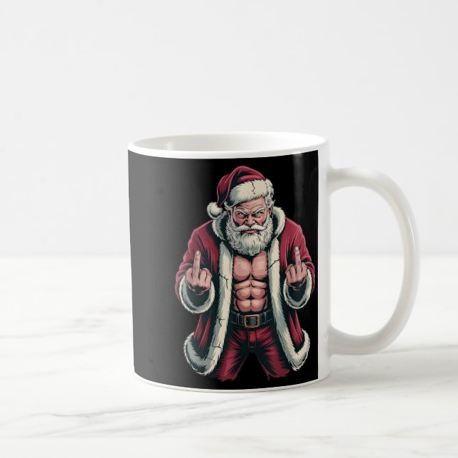 Christmas Angry Santa Middle Finger Sarcastic Xmas Coffee Mug (Right)