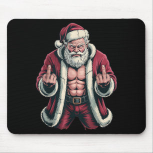 Christmas Angry Santa Middle Finger Sarcastic Xmas Mouse Pad