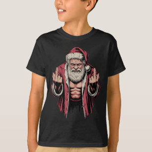 Christmas Angry Santa Middle Finger Sarcastic Xmas T-Shirt