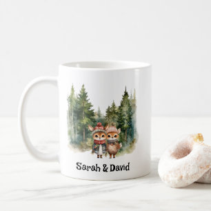 Christmas Animal Couple Newlywed Black White Art Coffee Mug