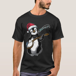 Christmas Animal Music Guitar Banjo Penguin T-Shirt