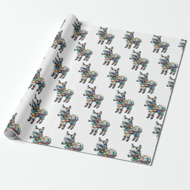 Christmas Animal Wonderland Wrapping Paper (Unrolled)