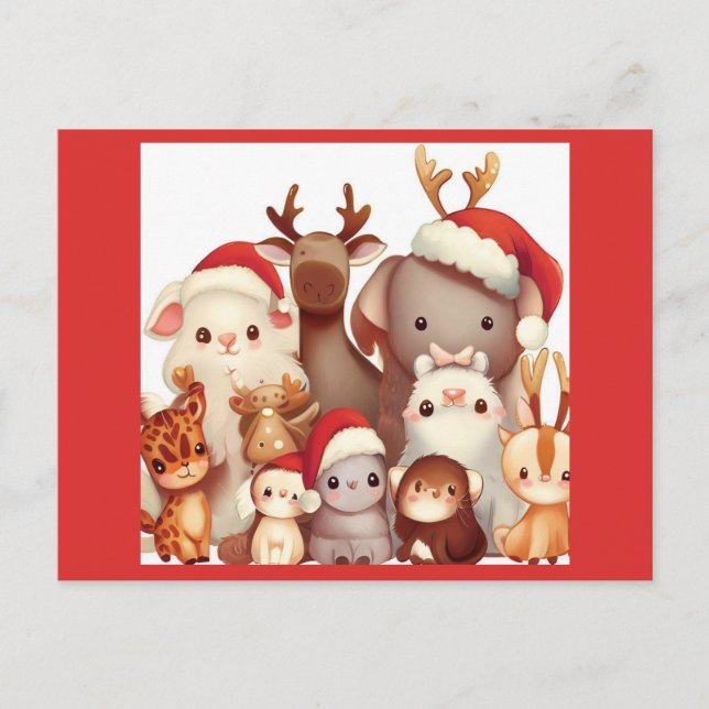 Christmas Animals 3 Holiday Postcard (Front)