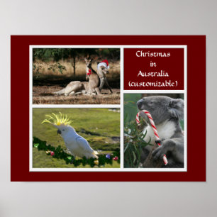 Christmas Animals Aussie Style - Personalizable Poster