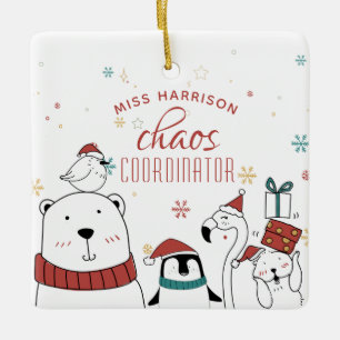 Christmas Animals Chaos Coordinator Personalized Ceramic Ornament