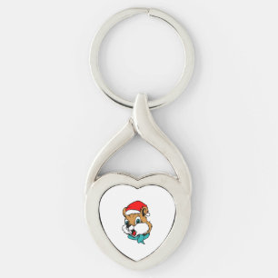 Christmas Animals Christmas Chipmunk Santa Keychain
