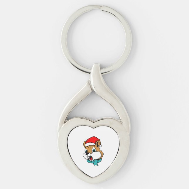 Christmas Animals Christmas Chipmunk Santa Keychain (Front)