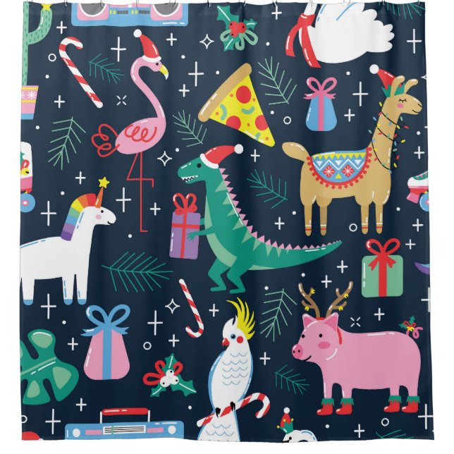 Christmas Animals, Cute Seamless Design. (Front)