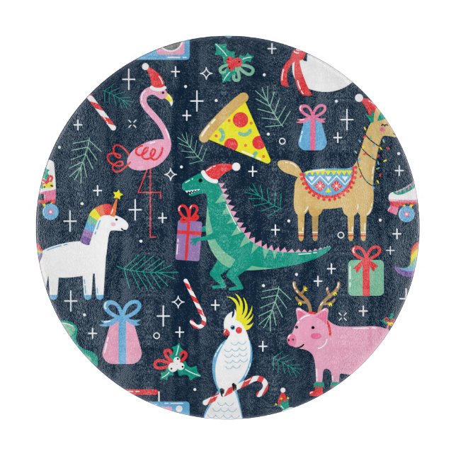 Christmas Animals, Cute Seamless Design. Cutting Board (Front)