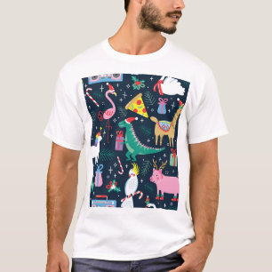 Christmas Animals, Cute Seamless Design. T-Shirt