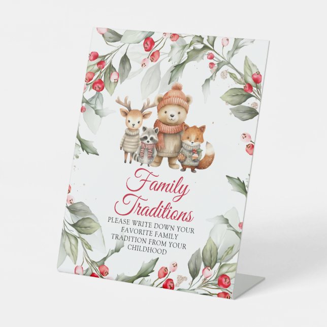 Christmas Animals Favourite Family Traditions Game Pedestal Sign (Front)