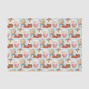Christmas Animals in Festive Outfits Pattern Tissue Paper