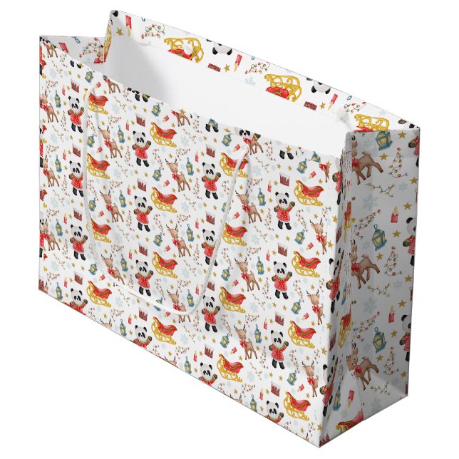 Christmas Animals Large Gift Bag (Front Angled)