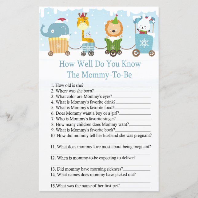 Christmas animals train how well do you know game (Front)