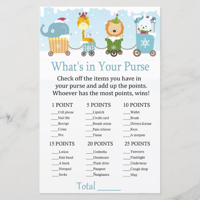 Christmas animals train What's in your purse game (Front)