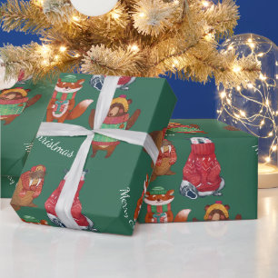 Christmas animals wrapping paper