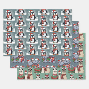 Christmas Animals Wrapping Paper Sheet