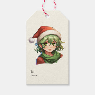 Christmas Anime Elf Portrait Gift Tags