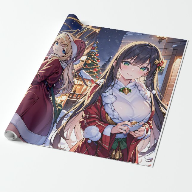 Christmas Anime Wrapping Paper (Unrolled)