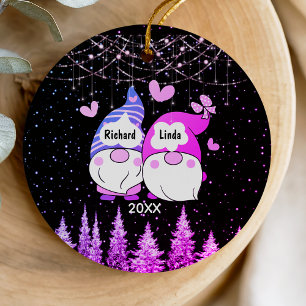 Christmas anniversary engaged married couple  ceramic ornament