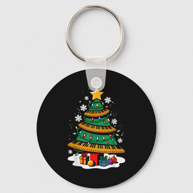 Christmas Ano Player Xmas Tree Funny Music Lover S Keychain (Front)