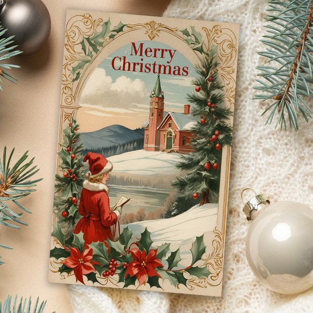 Christmas Antique Motif Frame Holiday Greeting Car (Creator Uploaded)