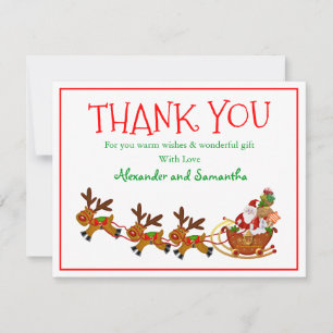 Christmas Antler Deer Santa Claus Thank You Card