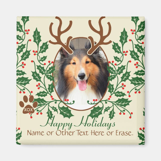 Christmas Antlers For Dog / Cat Personalize Photo Magnet (Front)