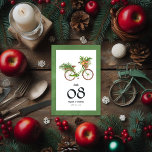 Christmas Apples and Pines Bicycle Winter Wedding Table Number<br><div class="desc">Guide your guests to their seats with these festive table number cards, featuring a charming bicycle basket filled with Christmas apples, pine, and spruce. Perfect for a winter or holiday wedding, this unique design blends rustic charm with seasonal elegance. The whimsical bicycle adds a playful touch, creating a warm and...</div>
