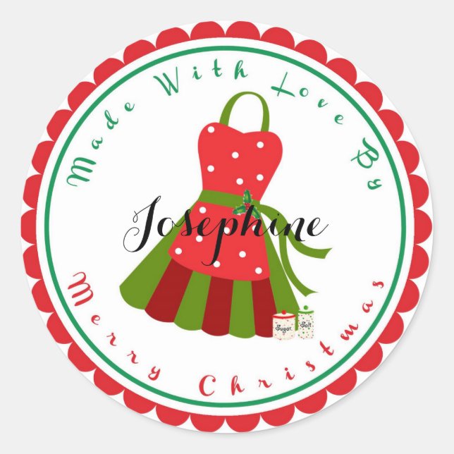 Christmas Apron Baking de faveur autocollants (Devant)