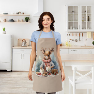 Christmas apron deer illustration rustic 