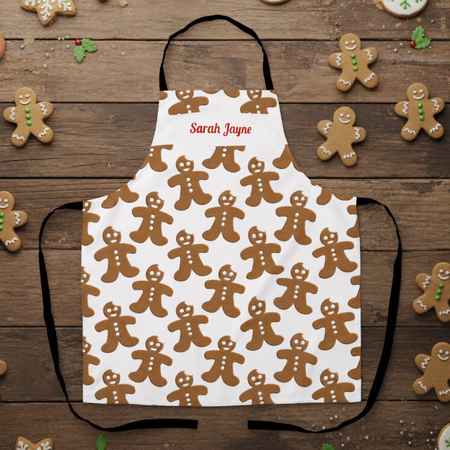 Christmas Apron Gingerbread Men Pattern (Perfect to wear whilst you're baking Christmas Cookies! Just add your name)