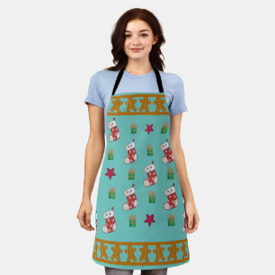 Christmas Apron - Gingerbread Stocking Print