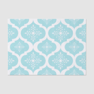 Christmas Aqua Blue Snowflakes Lattice Pattern Tissue Paper