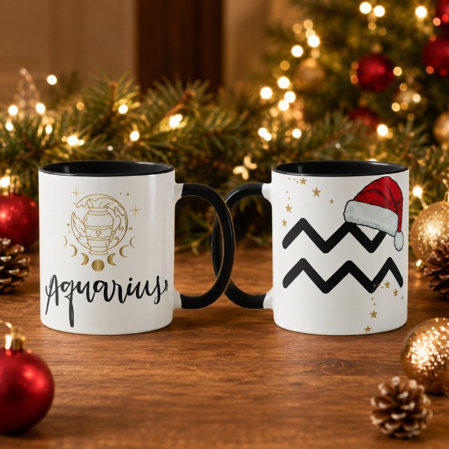 Christmas Aquarius Zodiac Santa Hat Mug (Creator Uploaded)