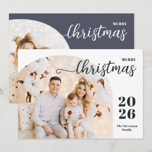 Christmas arch 2 photos modern minimalist grey holiday card