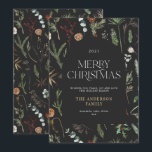 Christmas arch elegant watercolor botanical floral holiday card<br><div class="desc">Mery Christmas modern black elegant watercolor dried botanical floral muted colours holiday arch Christmas card.</div>