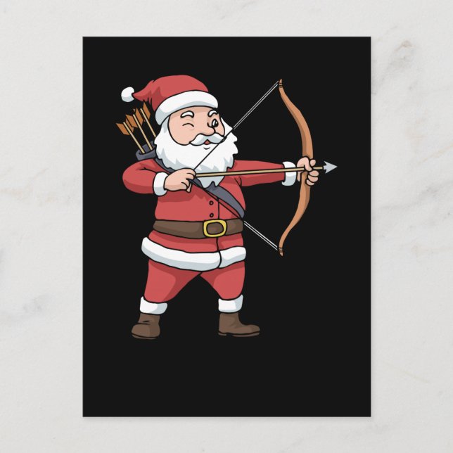Christmas Archery Arrow Bow Hunting Santa Clause Postcard (Front)
