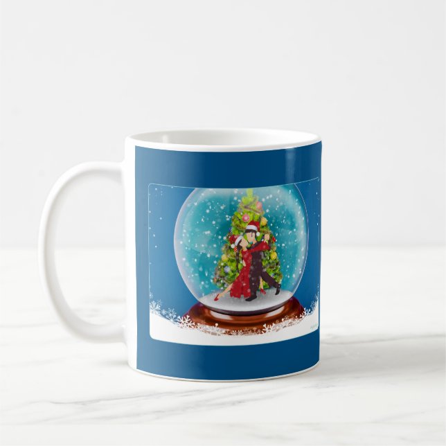 Christmas Argentine Tango Dancers in Snow Globe Coffee Mug (Left)