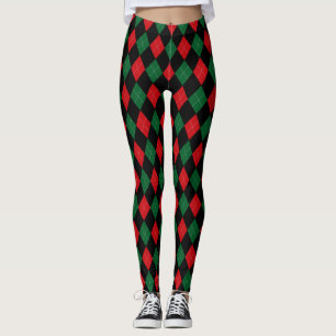 Christmas Argyle ~ Classic Red, Green and White Leggings
